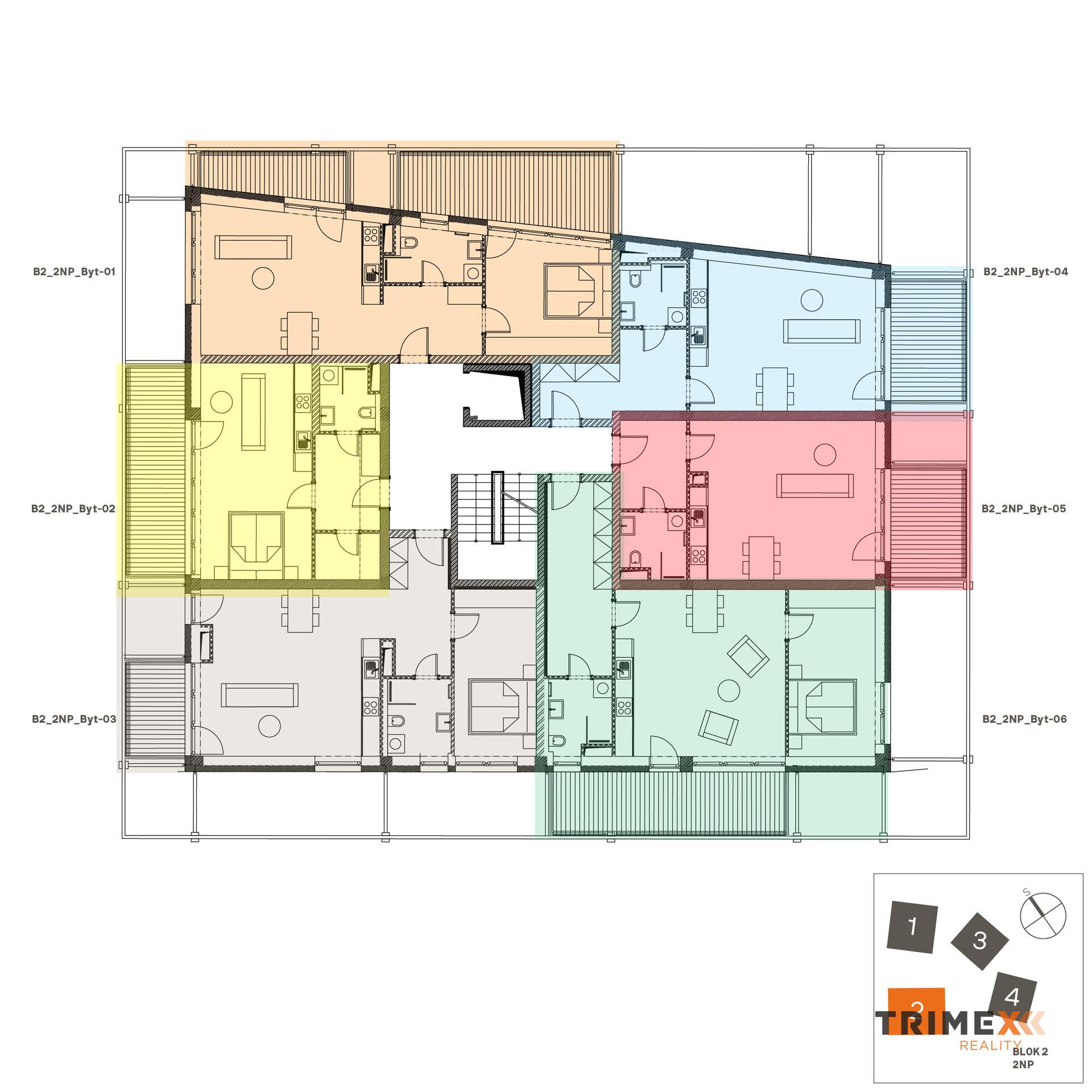 Rezidenci Štěpánov, Valašské Meziříčí, bytová jednotka 2+kk, 62,98 m2, balkon 15,35 m2