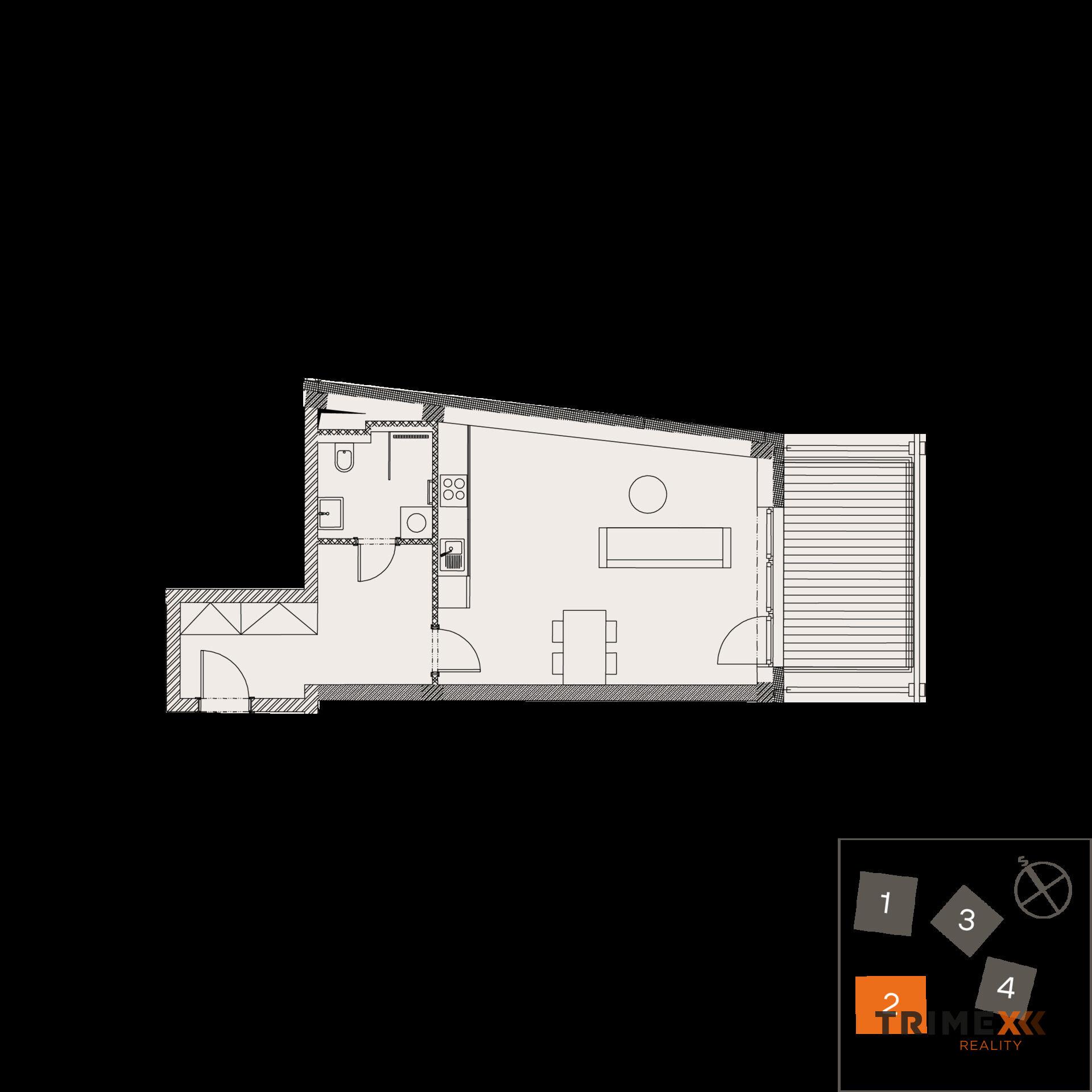 Rezidenci Štěpánov, Valašské Meziříčí, bytová jednotka 1+kk, 41,73 m2, balkon 9,34 m2