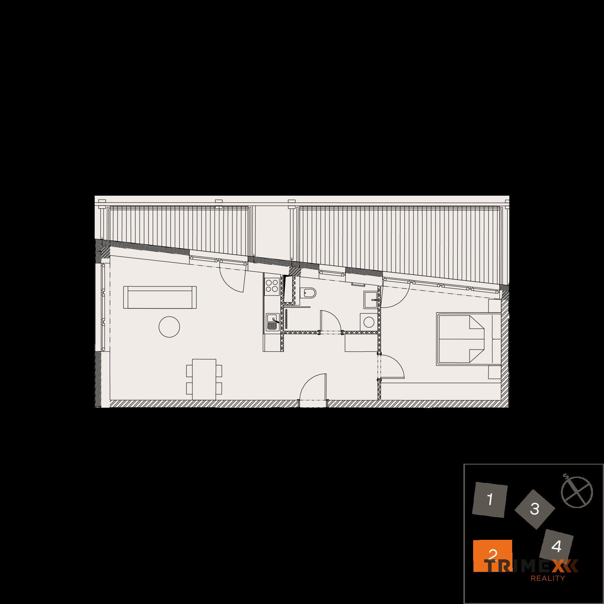 Rezidenci Štěpánov, Valašské Meziříčí, bytová jednotka 2+kk, 52,96 m2, dva balkony