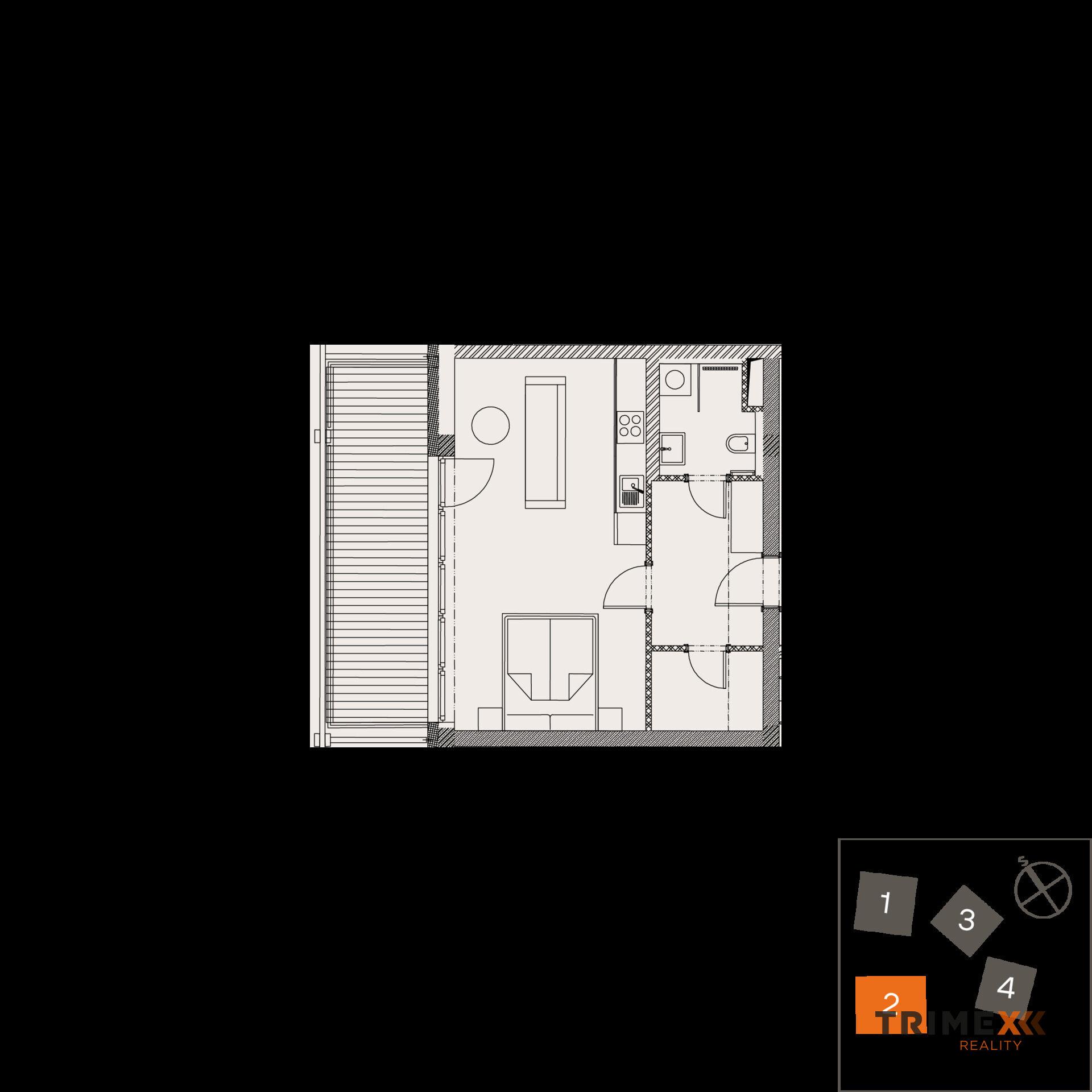 Rezidenci Štěpánov, Valašské Meziříčí, bytová jednotka 1+kk, 39,02 m2, balkon 12,73 m2