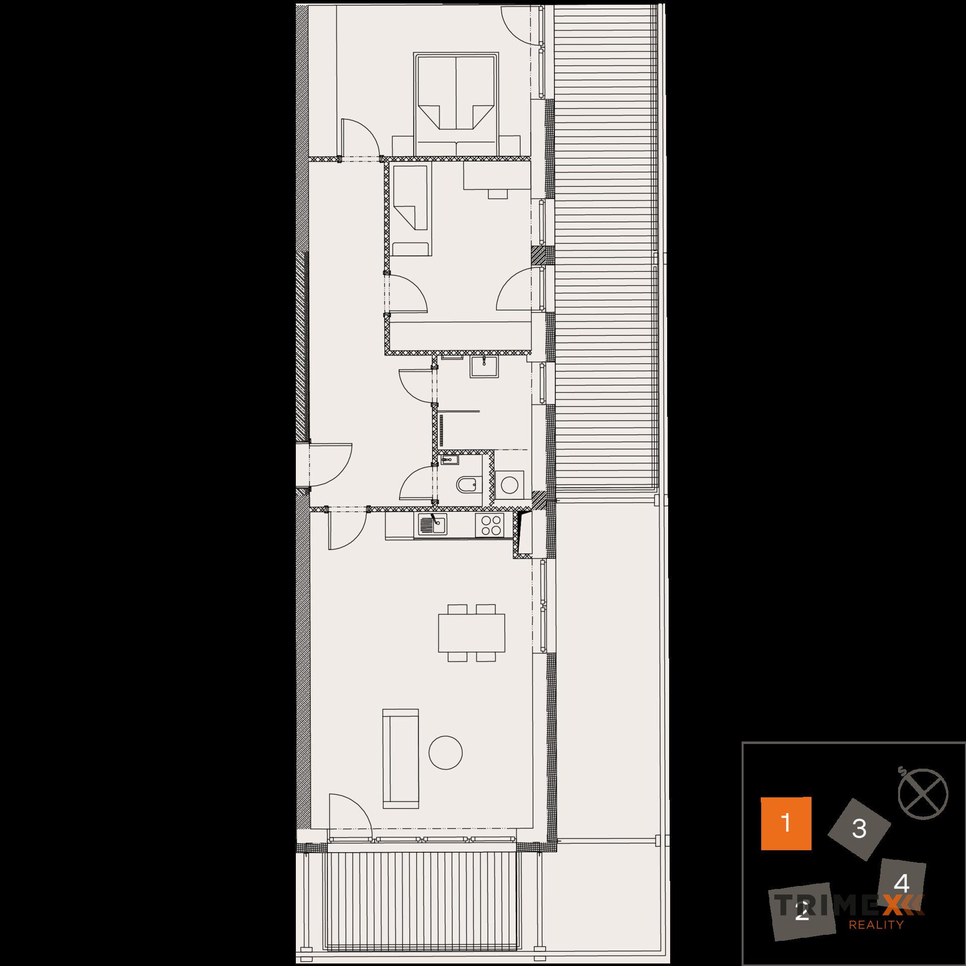 Rezidenci Štěpánov, Valašské Meziříčí, bytová jednotka 3+kk, 78,83 m2, balkon 30,47m2