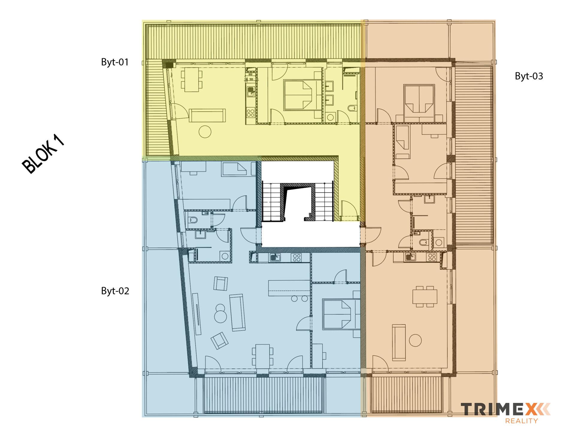 Rezidenci Štěpánov, Valašské Meziříčí, bytová jednotka 3+kk, 78,83 m2, balkon 30,47m2