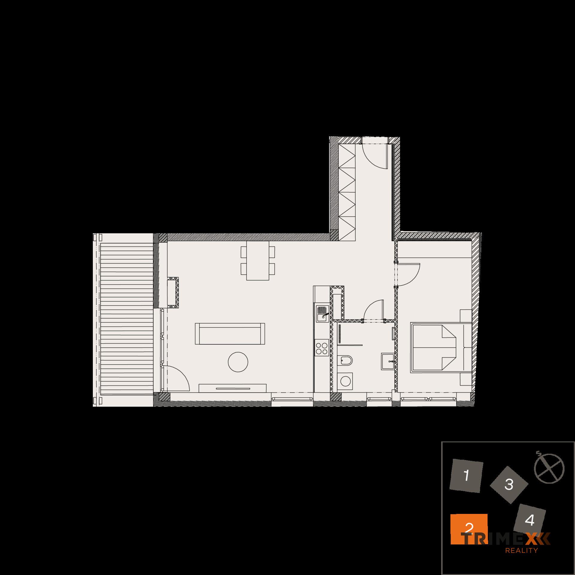 Rezidenci Štěpánov, Valašské Meziříčí, byt. jedn. 2+kk, 62,77 m2, terasa 10,17 m2, zahrada 19,5 m2
