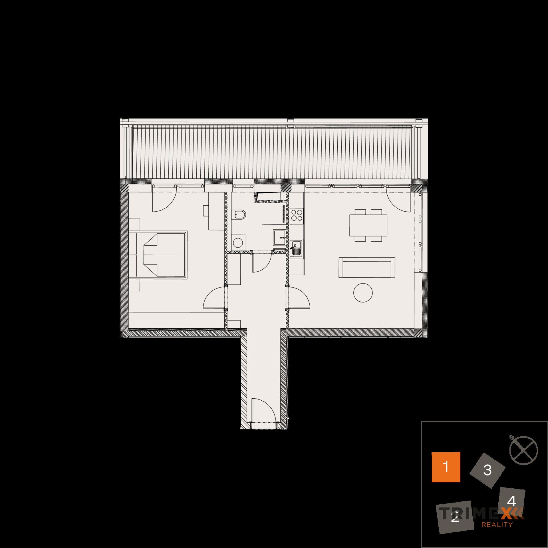 Rezidenci Štěpánov, Valašské Meziříčí, bytová jednotka 2+kk, 56,97 m2, balkon 20,95 m2
