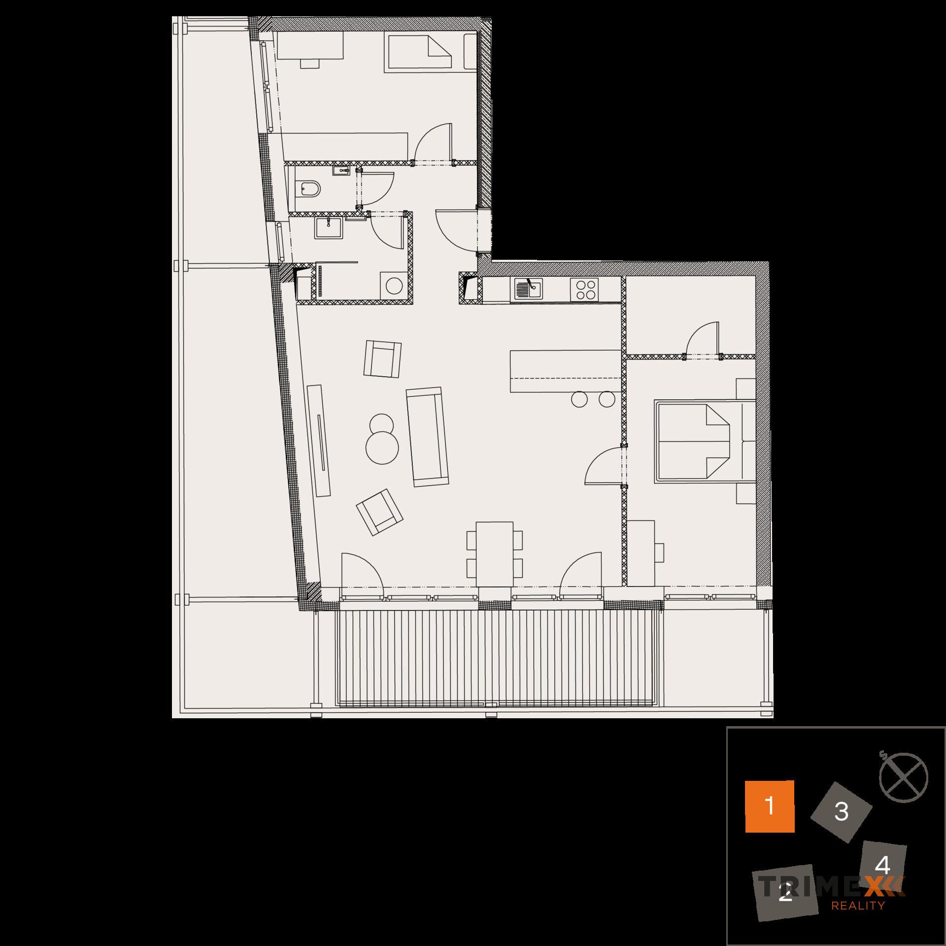 Rezidenci Štěpánov, Valašské Meziříčí, bytová jednotka 3+kk, 83,61 m2, balkon 14 m2