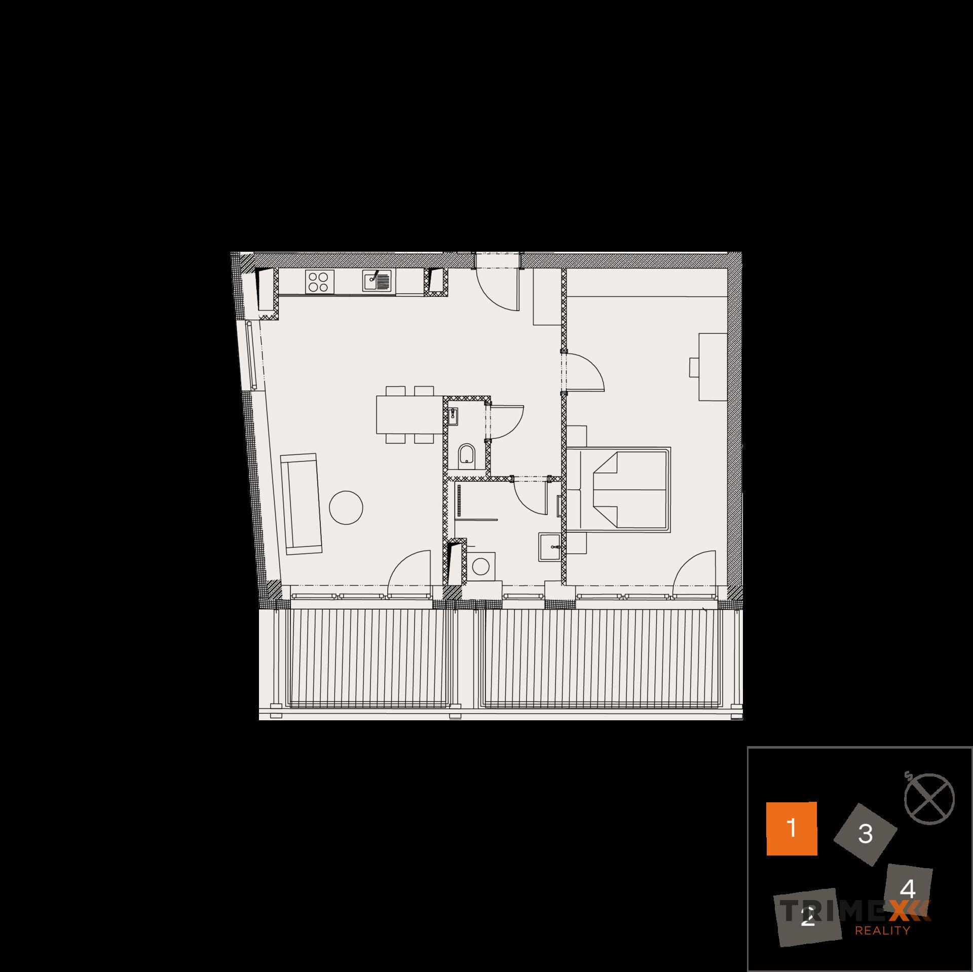 Rezidenci Štěpánov, Valašské Meziříčí, bytová jednotka 2+kk, 61,41 m2, balkon 17 m2