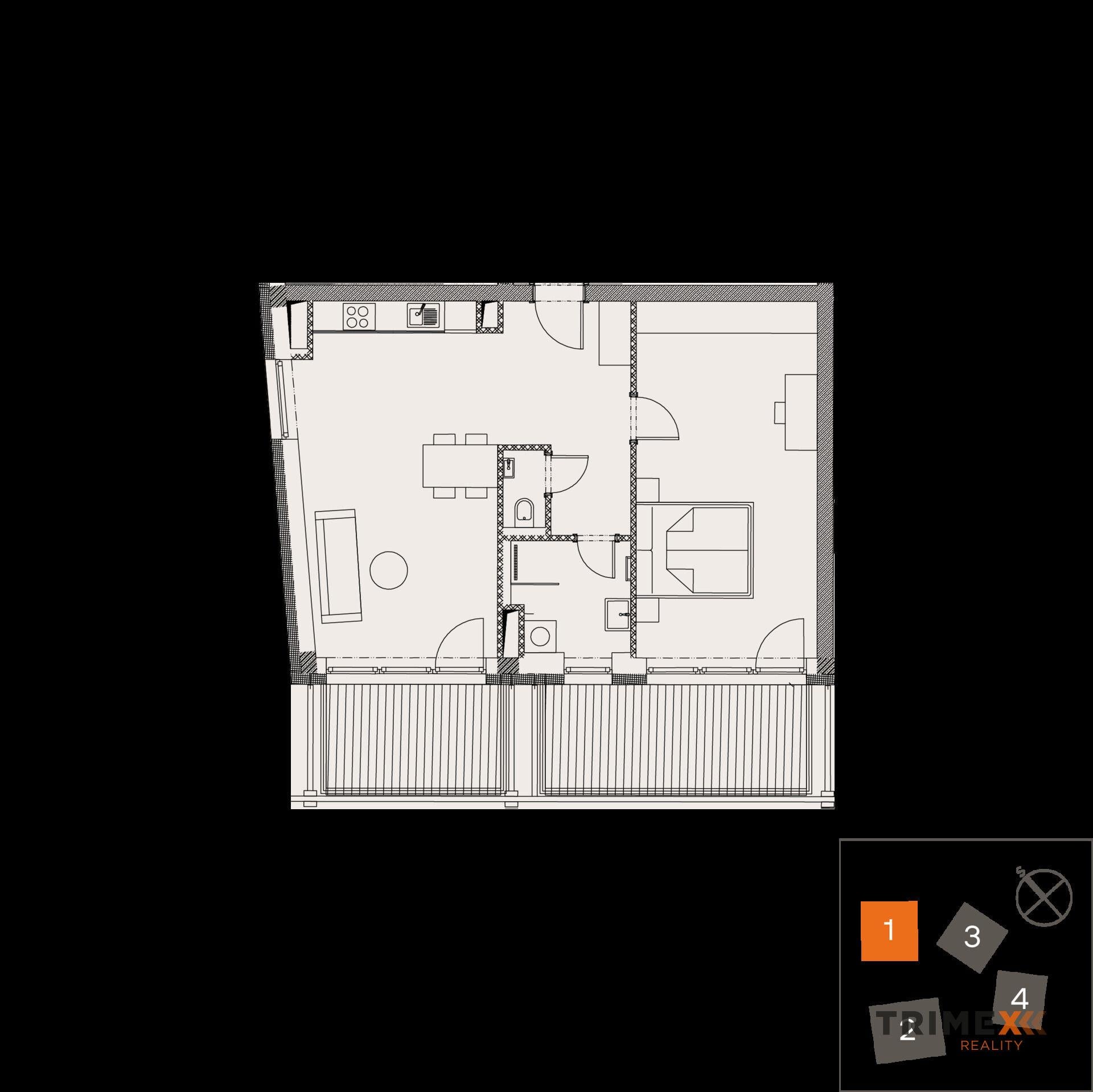 Rezidenci Štěpánov, Valašské Meziříčí, bytová jednotka 2+kk, 61,41 m2, balkon 17 m2