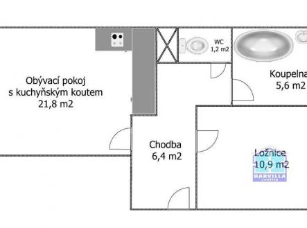Pronájem bytu, 2+kk, 46 m²