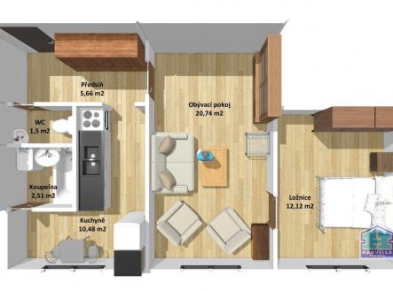 Prodej bytu, 2+1, 53 m²