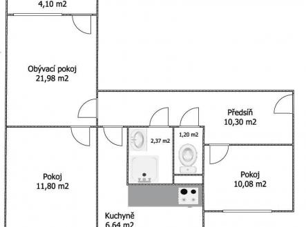 Pronájem bytu, 3+1, 67 m²