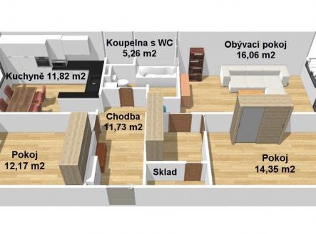 Prodej bytu, 3+1, 76 m²