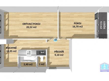 Prodej bytu, 2+1, 61 m²