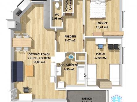 Prodej bytu, 3+kk, 84 m²