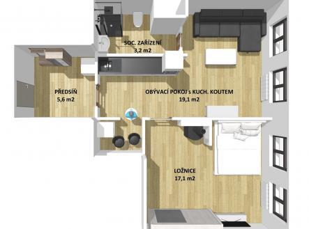 Prodej bytu, 2+kk, 45 m²