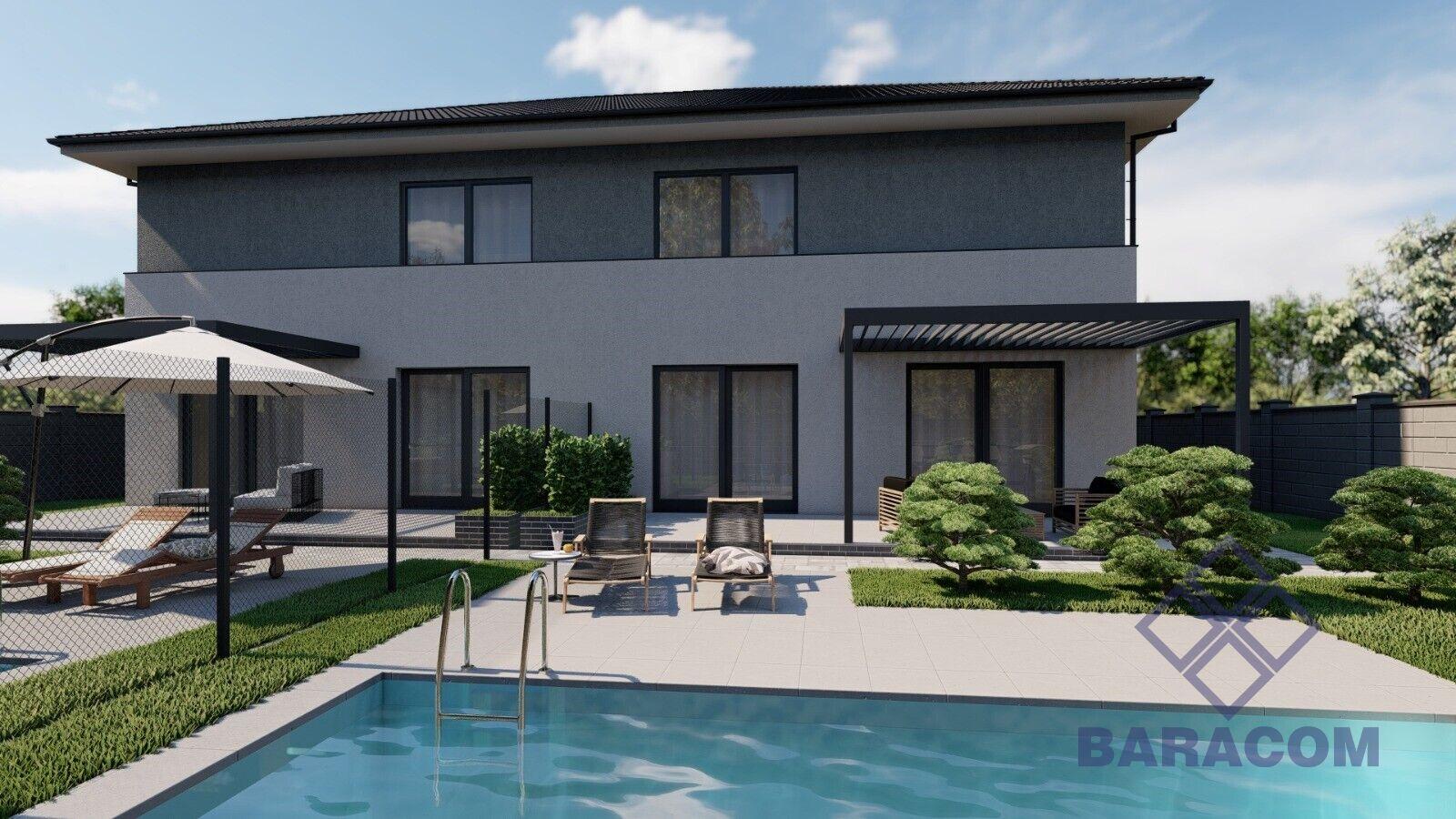 Prodej novostavby 6+kk se dvěma bytovými jednotkami, garáží a zahradou – Polerady u Prahy