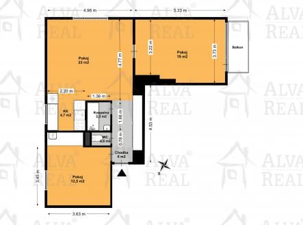 Pronájem bytu, 3+kk, 79 m²