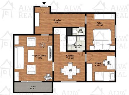 Pronájem bytu, 3+1, 70 m²