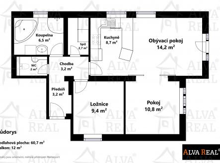 Pronájem bytu, 3+kk, 60 m²