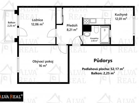 Prodej bytu, 2+1, 56 m²