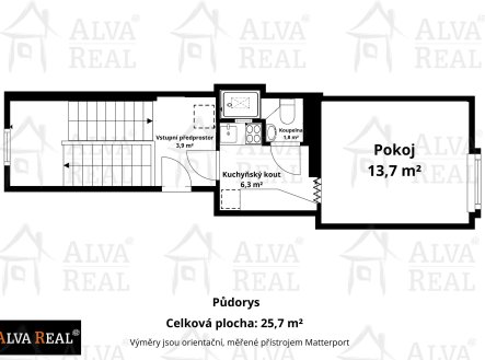 Pronájem bytu, 1+kk, 25 m²