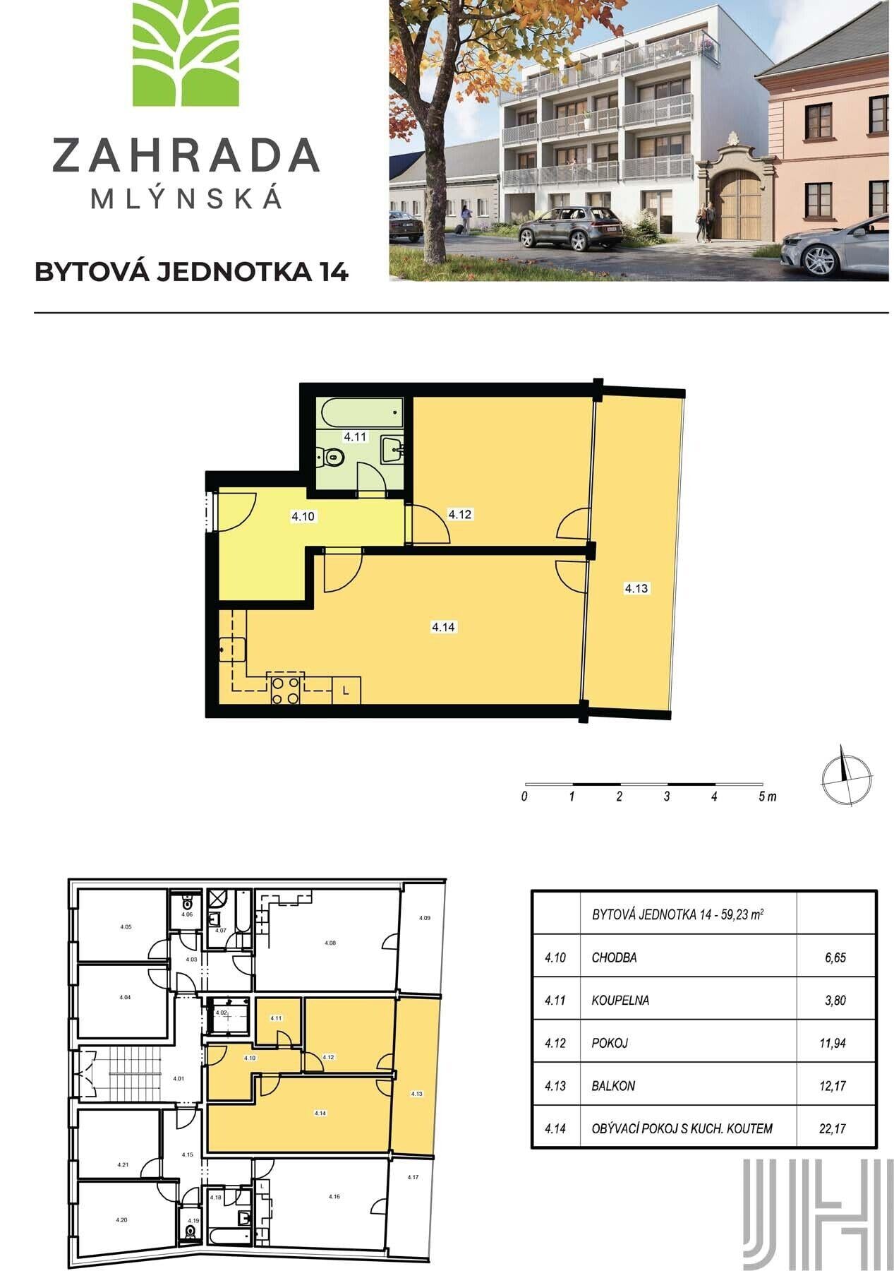 Prodej bytu 2+kk ve výstavbě v projektu Zahrada Mlýnská
