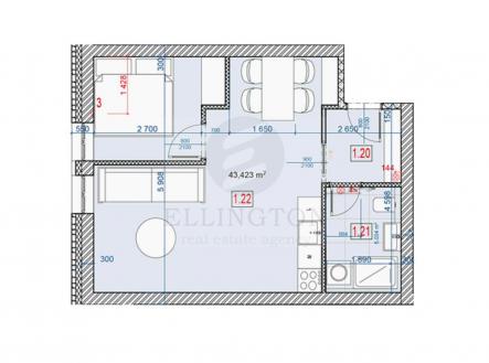 Prodej bytu, 2+kk, 43 m²