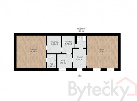Pronájem bytu, 2+kk, 96,4 m²