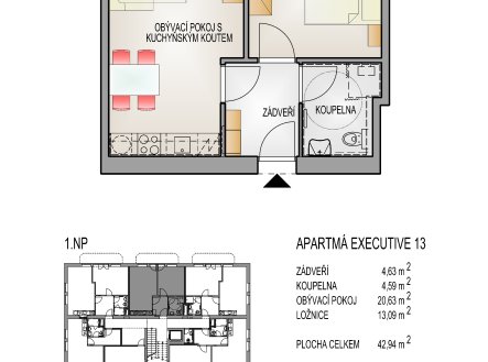 Prodej bytu, 2+kk, 44 m²