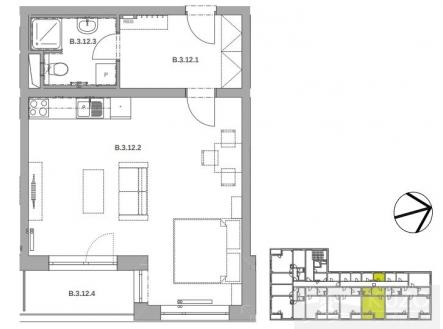 Pronájem bytu, 1+kk, 43 m²