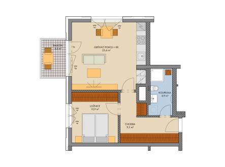 Prodej bytu, 2+kk, 52 m²
