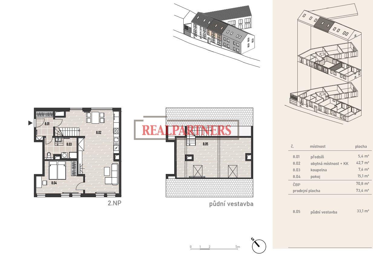 Chcete se ihned nastěhovat do bytu 3+kk o celkově ploše 107m2?