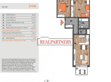 Prodej bytu, 3+kk, 81 m²