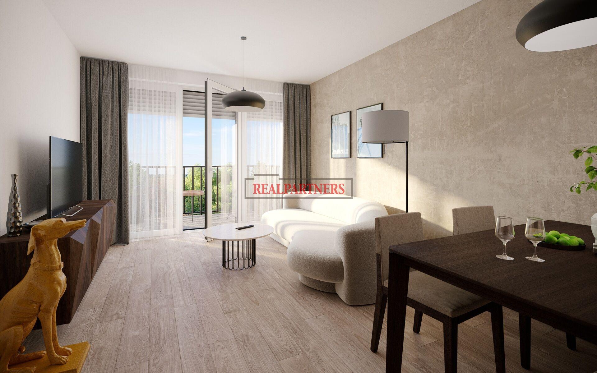 Novostavba bytu 2+kk o ploše 60m2 + 5,3m2 balkón ve výstavbě u Roztylského náměstí.