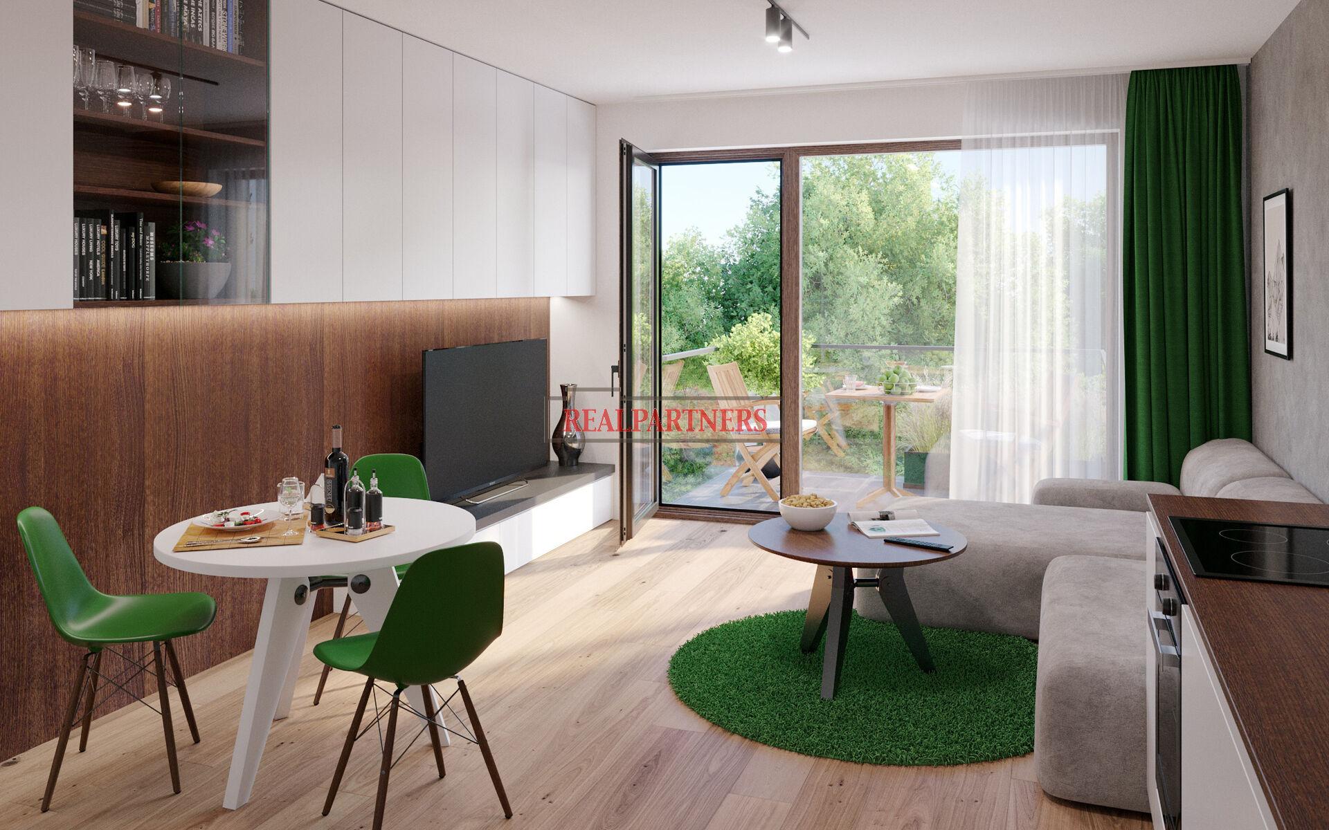 Novostavba bytu 2+kk o ploše 60m2 + 5,3m2 balkón ve výstavbě u Roztylského náměstí.