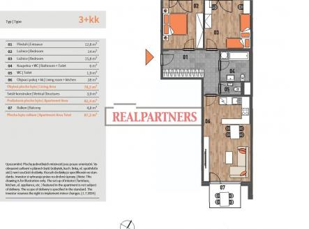 Prodej bytu, 3+kk, 87 m²