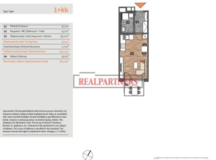Prodej bytu, 1+kk, 35 m²