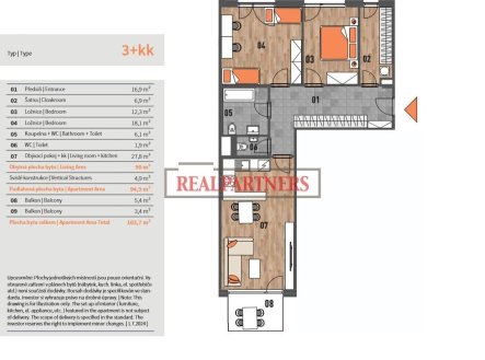 Prodej bytu, 3+kk, 104 m²