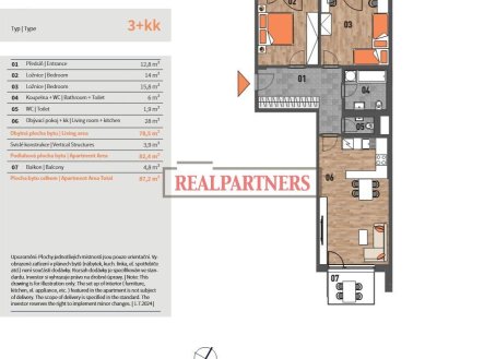 Prodej bytu, 3+kk, 87 m²