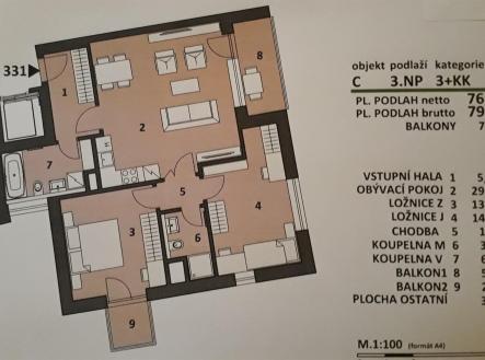 Pronájem bytu, 3+kk, 77 m²