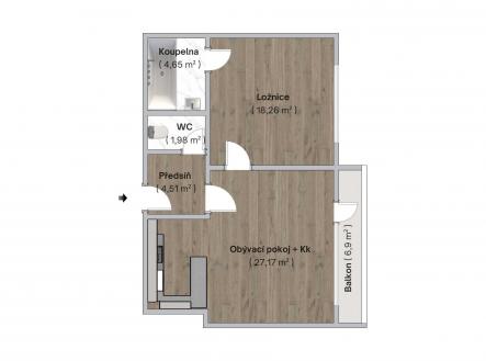 Prodej bytu, 2+kk, 52 m²