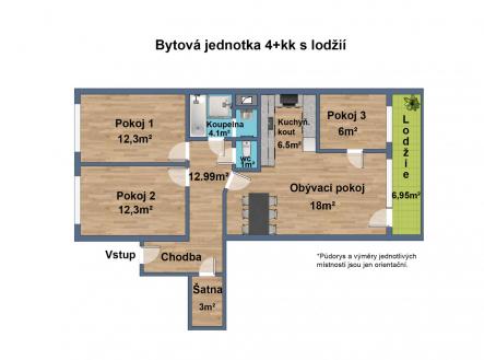 Pronájem bytu, 4+kk, 83 m²