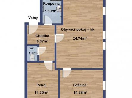 Pronájem bytu, 3+kk, 67 m²
