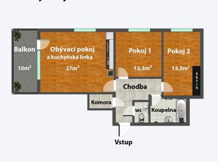Pronájem bytu, 3+kk, 78,4 m²