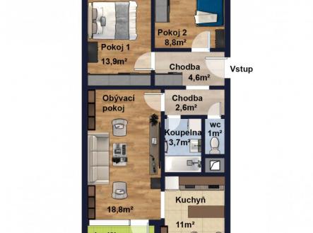 Pronájem bytu, 3+1, 68,9 m²