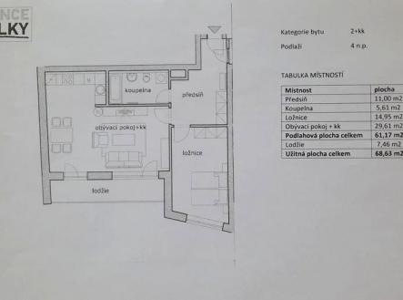 Pronájem bytu, 2+kk, 61 m²