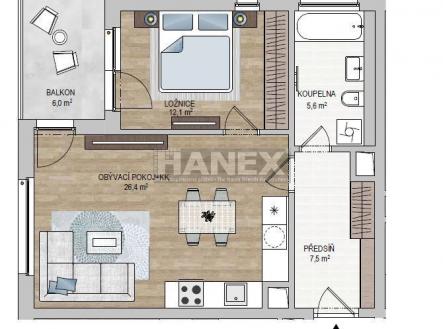 Pronájem bytu, 2+kk, 55 m²