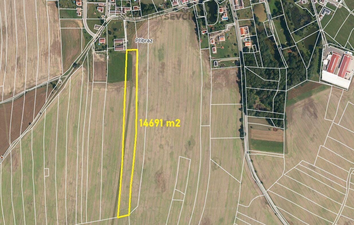 Prodej zemědělské půdy 14691 m2 v obci Příbraz, okres Jindřichův Hradec