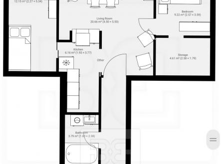 Pronájem bytu, 3+kk, 71 m²