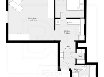 Pronájem bytu, 2+kk, 54 m²