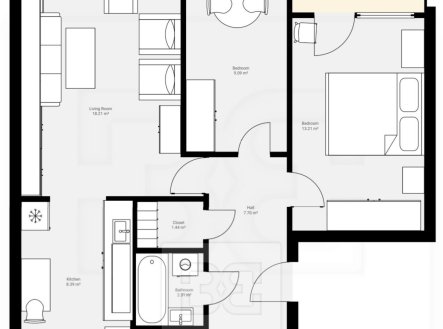 Pronájem bytu, 3+kk, 66 m²